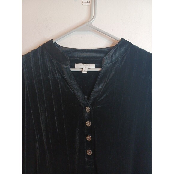 New Directions Crushed Velvet Popover Top L Black V Neck Quiet Luxury Old Money - Picture 4 of 9